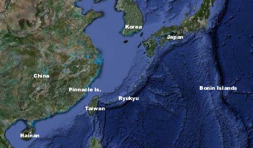 Distribution map for Livistona chinensis